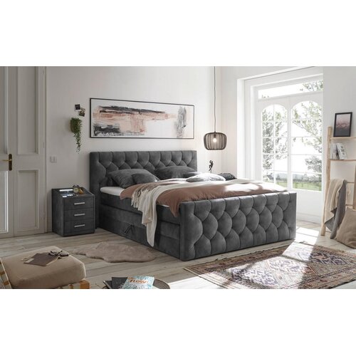 Esposa POSTELJA BOXSPRING 180 cm x 200 cm , tekstil, leseni material antracit Cene