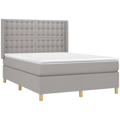  box spring s madracem LED svjetlosivi 140x190 cm tkanina Slike