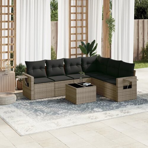 vidaXL 7-dijelni set vrtnih sofa sivi od poliratana Cijene