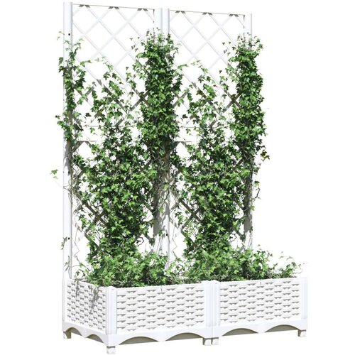 vidaXL Vrtna sadilica s rešetkom bijela 80 x 40 x 121 5 cm PP Cene