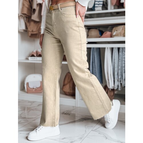 DStreet Spodnie damskie jeansowe wide leg LUXEFLOW beżowe Cene
