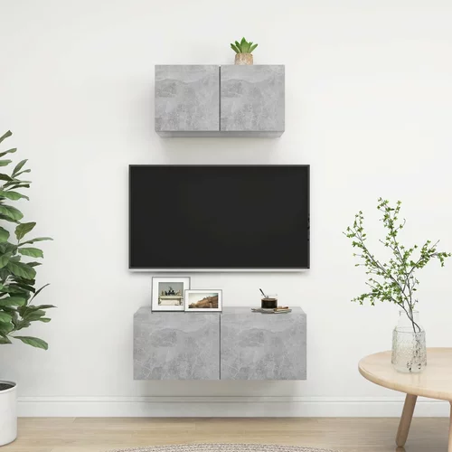 vidaXL Komplet TV omaric 2-delni betonsko siva iverna plošča, (20733947)