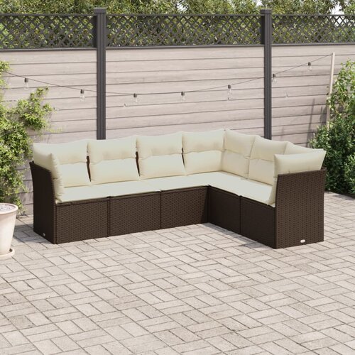 VidaXL 6-dijelni set vrtnih sofa od poliratana s jastucima smeđi Slike