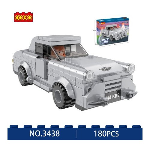 Cogo trkački auto sivi, sa oprugom - broj delova: 180 ( 93653 ) Slike