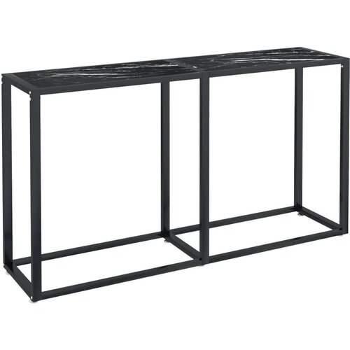 VidaXL Konzolni stol boja crnog mramora 140x35x75,5 cm kaljeno staklo Slike