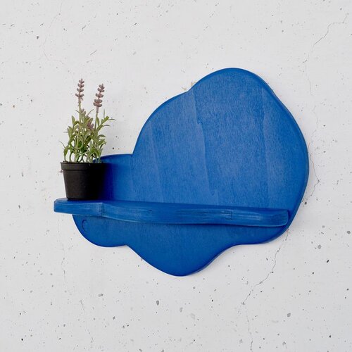 Hanah home Meh223 Blue Decorative Wooden Wall Shelf Cene