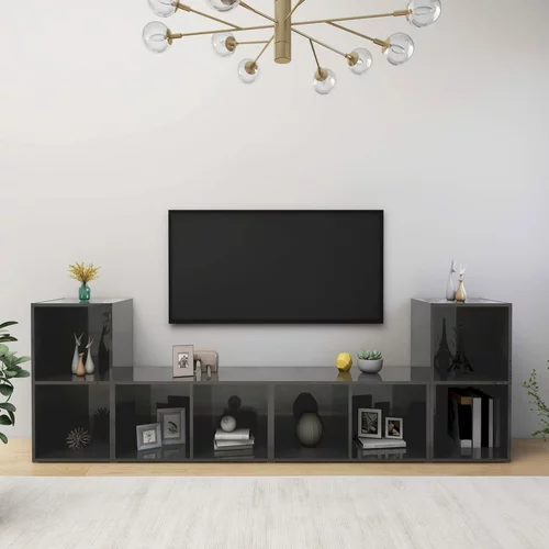 vidaXL TV omarice 4 kosi visok sijaj sive 72x35x36,5 cm iverna plošča