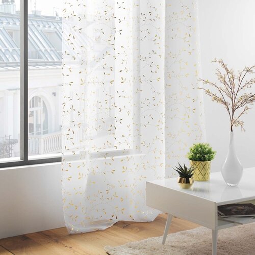 Douceur d int&amp;eacute;rieur Bijela/u zlatnoj boji prozirna zavjesa 140x240 cm Floressia &amp;ndash; Slike