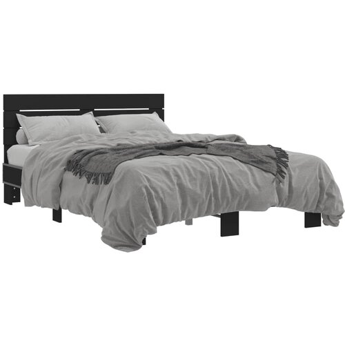 VidaXL Okvir kreveta crni 140 x 200 cm od konstruiranog drva i metala Slike