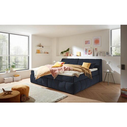 MID.YOU POSTELJA BOXSPRING 200 cm x 240 cm , tekstil, leseni material črna Slike