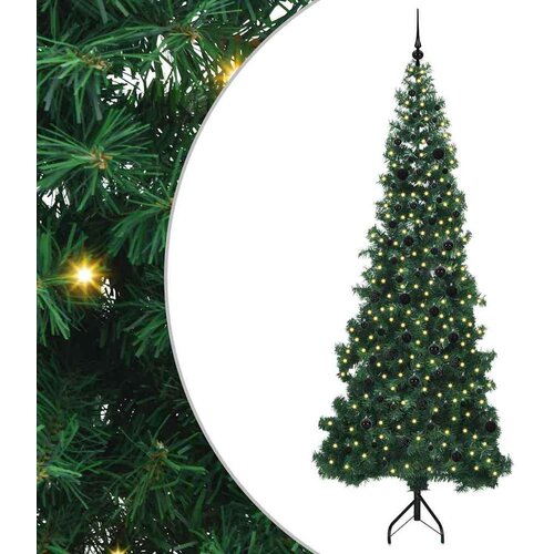 vidaXL Kotično umetno božično drevo Zelena 240 cm PVC in kovina Cene