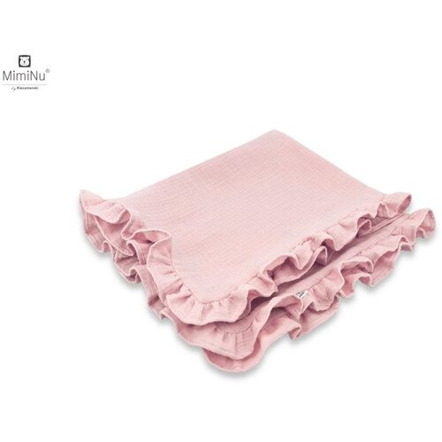 MimiNu Premium Dekica od pamučnog muslina 135x100 cm s ukrasnim volanom Puder Roza Slike