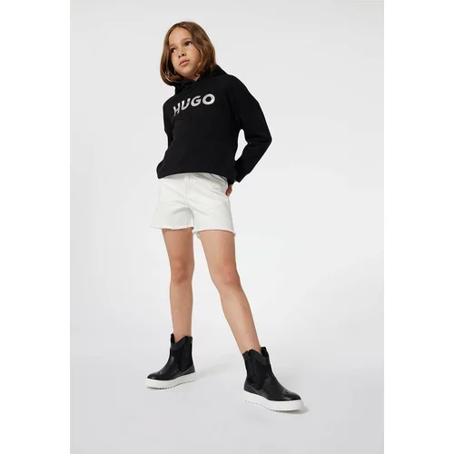 Hugo Otroški pulover črna barva, s kapuco