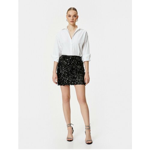Koton Sequin Sequined Mini Skirt Lined Standard Waist Slim Fit Slike
