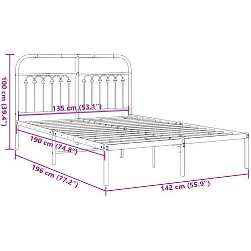  Metalni okvir za krevet s uzglavljem bijeli 135x190 cm Slike