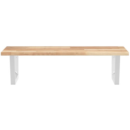  Zidna polica za umivaonik od čelika i masivnog bagremovog drva Smeđa 100 x 50 x 2 cm Slike