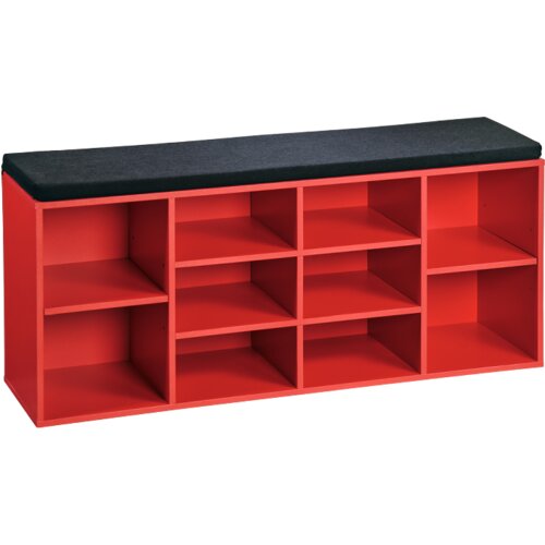 Kesper KSP15983 drveni cipelarnik crveni sa jastukom za sedenje 103,5X48X29,5CM Slike