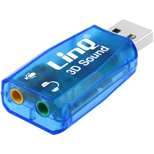 LINQ Zunanja zvocna kartica USB na 2x 3,5 mm prikljucek, zvocni mikrofon, modra, (20826630)