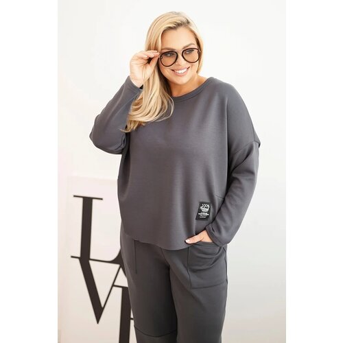 Kesi Włoski Plus Size women&amp;#039;s set butter sweatshirt and pants with pockets graphite Slike