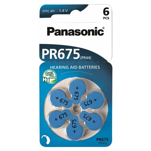Panasonic baterije PR675LH/6LB, Zinc Air