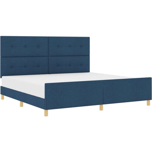  Krevet s plavim okvirom 200x200 cm od tkanine Slike