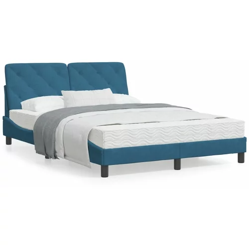 vidaXL Okvir za krevet s uzglavljem plavi 140 x 200 cm baršunasti