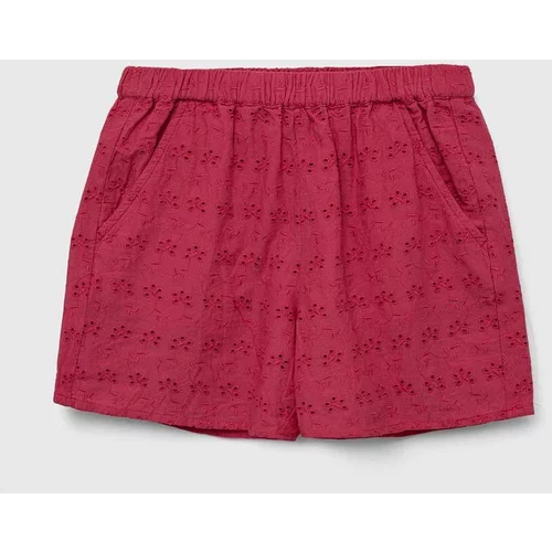 Sisley Dječje pamučne kratke hlače boja: ružičasta, glatki materijal