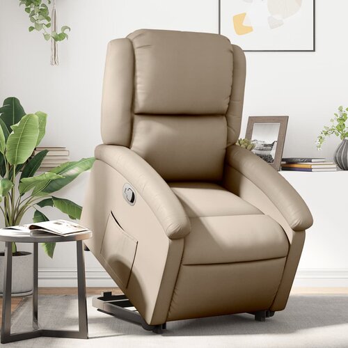 VidaXL Naslonjač na podizanje od umjetne kože boja cappuccina Slike