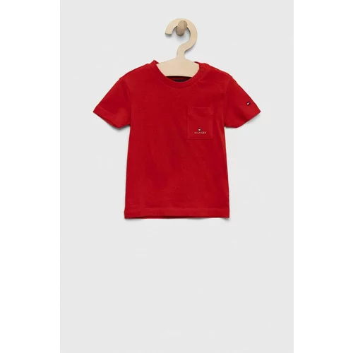 Tommy Hilfiger Dječja pamučna majica kratkih rukava boja: crvena, glatki model