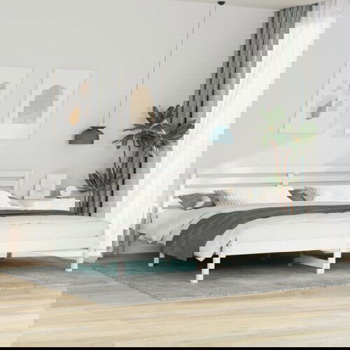 vidaXL Konstrukcija postelje Bela 180 x 210 cm Masivno borovo les Cene