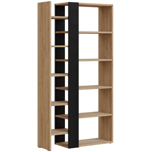 Marckeric Crna/u prirodnoj boji biblioteka u dekoru hrasta 80x152 cm Axel – Cijene