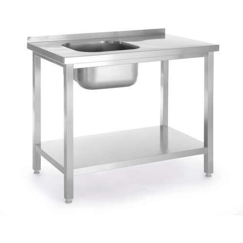 Hendi Sto sa sudoperom i policom, pričvr&amp;scaron;ćen &amp;scaron;rafovima, Kitchen Line, 800x600x(H)850mm Slike