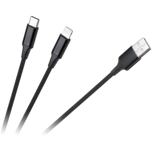 Cabletech kabel USB A utikač - USB C utikač/Lightning utikač (2 u 1) 1 m Slike