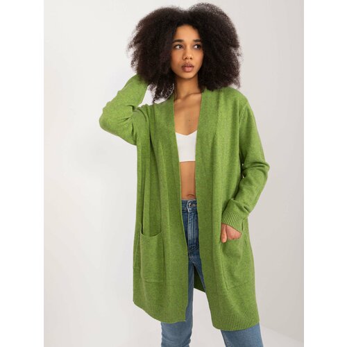 Fashion Hunters Light green loose cardigan with pockets Slike