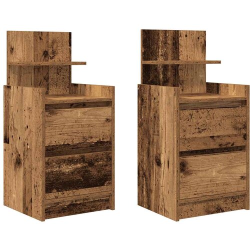 vidaXL Nočne omarice z 2 predaloma 2 kosa starinski les 38x34x80 cm, (21828878) Cene