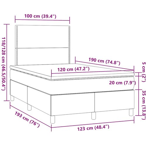  box spring s madracem LED crni 120 x 190 cm od tkanine Slike