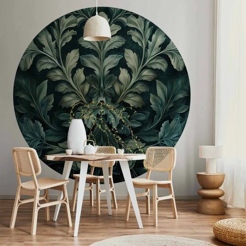  Okrugla fototapeta - Victorian leaves in dark greens 280x280 Slike