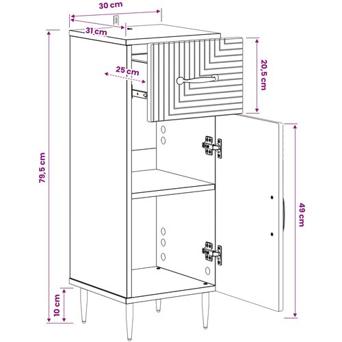  za kupaonicu HAARLEM Crna 30 x 31 x 80 cm Slike