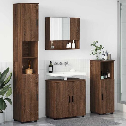 VidaXL Set namje&amp;scaron;taja za kupaonicu 4 pcs Smeđi hrast 61 x 35 x 64 cm Slike