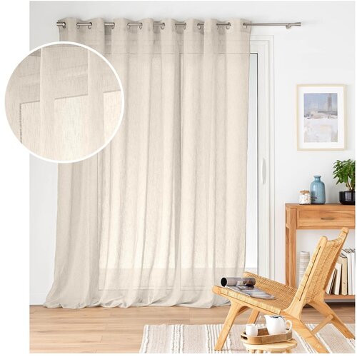 Douceur d int&amp;eacute;rieur Prosojna zavesa v naravni barvi 300x240 cm Carlin &amp;ndash; Slike