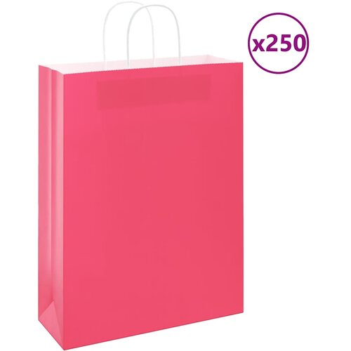 vidaXL Papirnate vrećice 250 kom s ručkama ružičaste 32x12x42 cm Cijene
