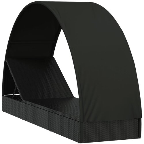 LEŽAJ za sunčanje s krovom 211 x 57 x 140 cm poliratan Slike