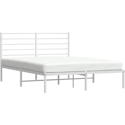  Metalni okvir za krevet s uzglavljem bijeli 120x200 cm Slike