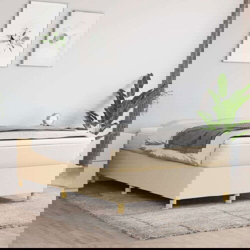  Box spring postelja z vzmetnico krem 120x200 cm blago, (20723399) Slike