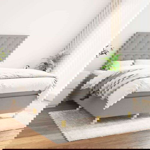  Box spring postelja z vzmetnico svetlo siva 120x200 cm blago, (20901412) Slike