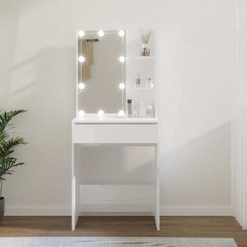  Toaletni stolić s LED svjetlima sjajni bijeli 60 x 40 x 140 cm Cijene