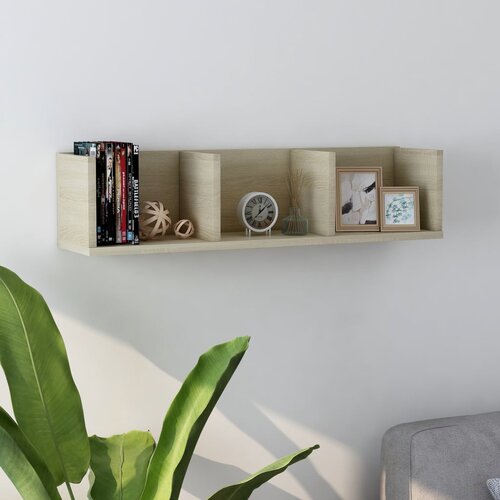 VidaXL Stenska polica za CD plo&amp;scaron;če sonoma hrast 75x18x18 cm iverna pl. Slike