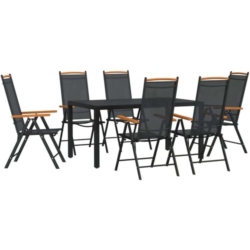 VidaXL 7-dijelni vrtni blagovaonski set crni aluminijski Slike