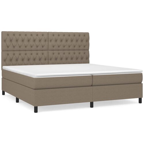  Krevet s oprugama i madracem smeđesivi 200x200 cm od tkanine Slike