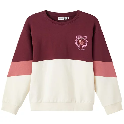name it Sweater majica tamno roza / bordo / bijela